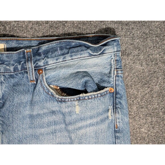 Madewell Low Slung Baggy Jeans Womens Size 32 Distressed Denim Blue - Picture 9 of 13